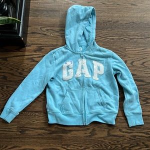 Gap zip hoodie, blue with sequins, size M